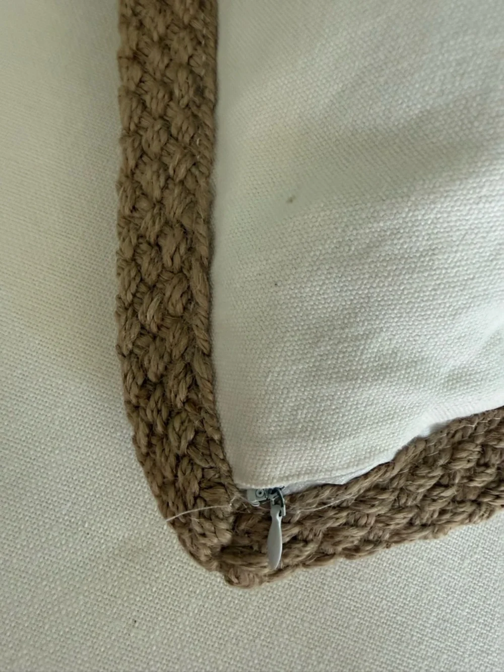 DOMAIN Cotton Jute Embroidered Bird Accent Pillow Duck Feather Insert 14x21